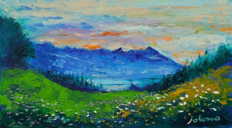 The high meadow Huemoz Switzerland 10x18 - John Lowrie Morrison