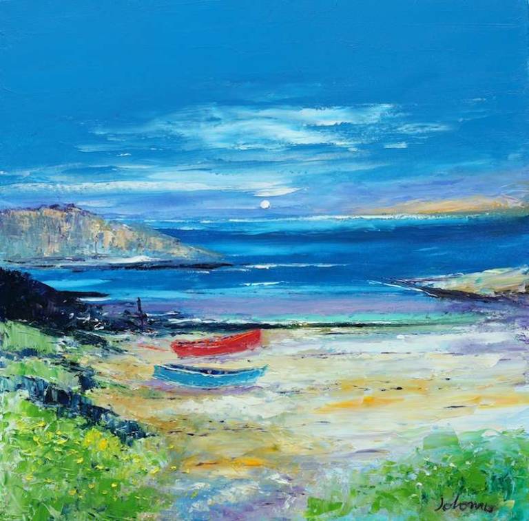 Boats at Hushinish Isle of Harris 24x24 - John Lowrie Morrison