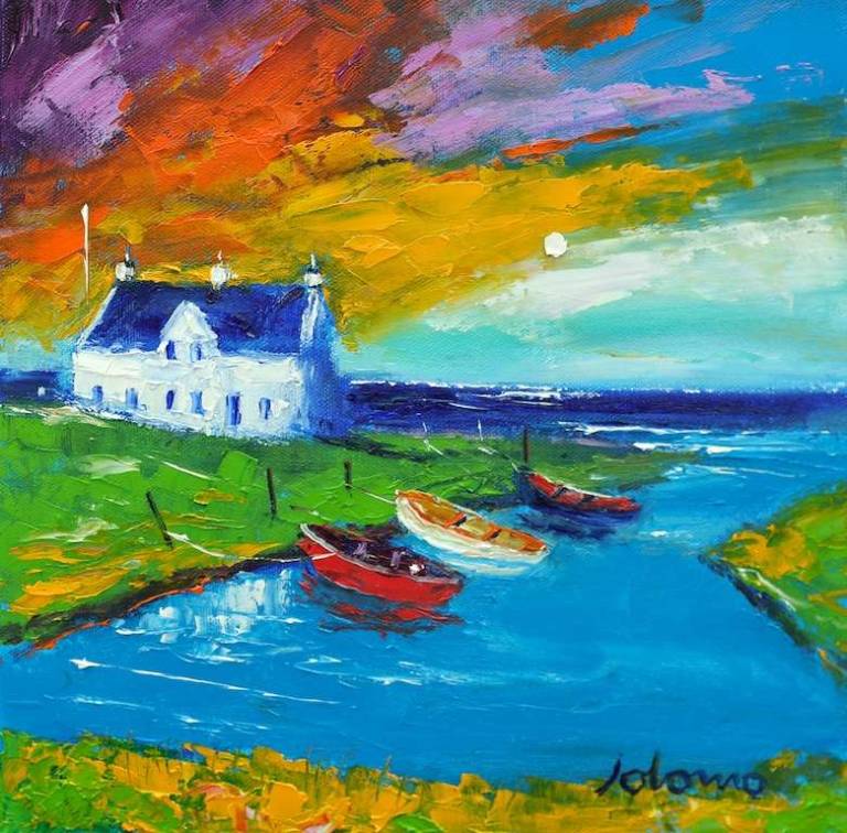 Boats North Uist 12x12 - John Lowrie Morrison