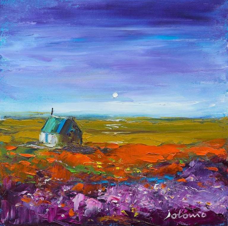 A bothy on the machair Isle of Lewis 12x12 - John Lowrie Morrison