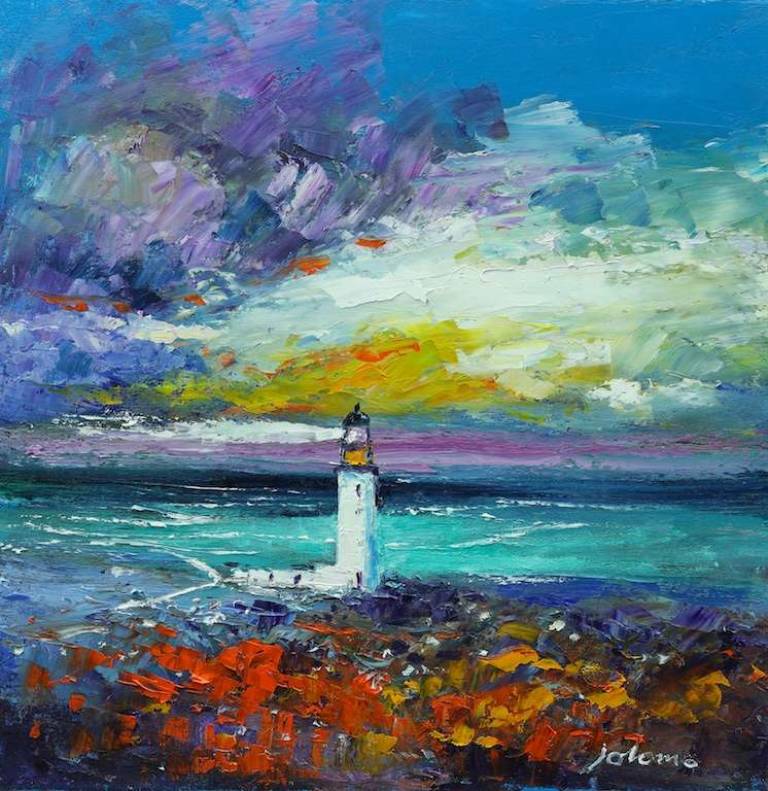 Storm passing over Tium Panhead Lighthouse 16x16 - John Lowrie Morrison