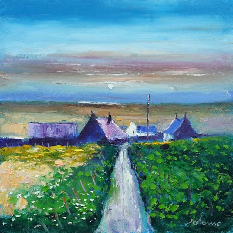 Village at Port of Ness Isle of Lewis 16x16 - John Lowrie Morrison