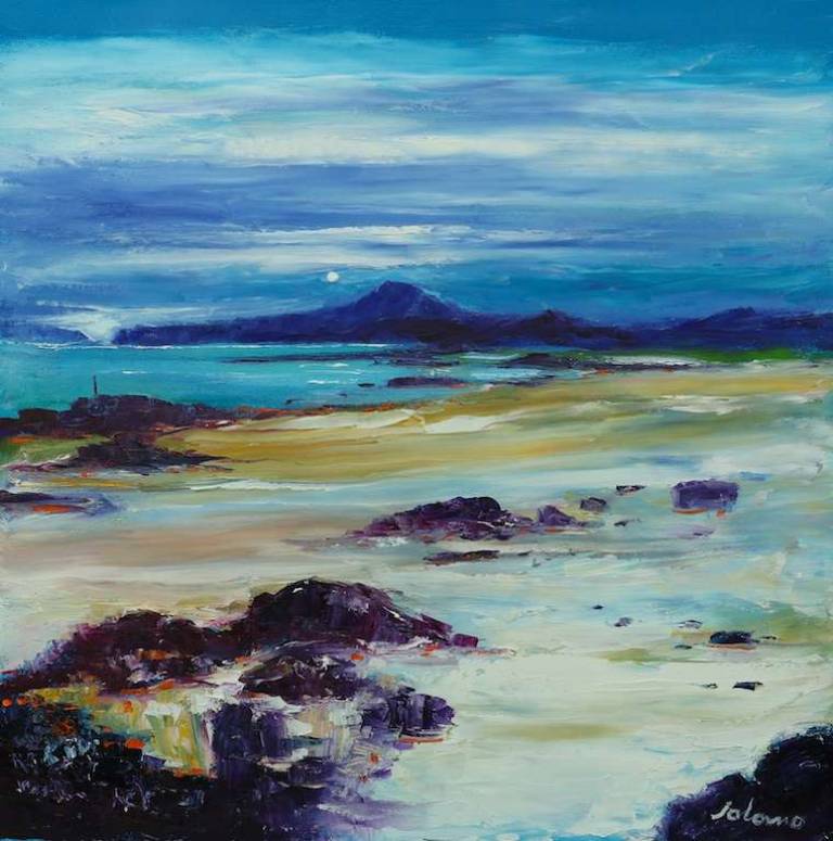 Eveninglight over Ben More from Iona 30x30 - John Lowrie Morrison