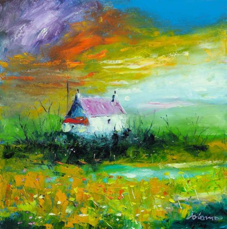 Misty eveninglight Isle of Gigha 16x16 - John Lowrie Morrison