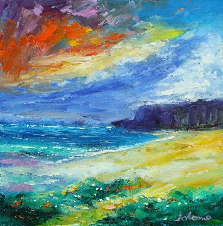 Storm passing over - near Mangersta Isle of Lewis 16x16 - John Lowrie Morrison