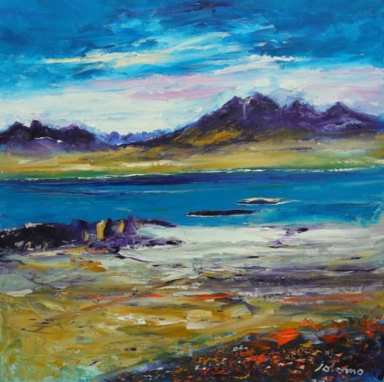 Blaven & the Cuillins of Skye looking across Loch Slapin 24x24 - John Lowrie Morrison