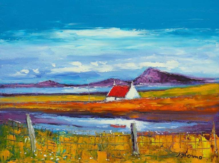 Red roof in the Uists 18x24 - John Lowrie Morrison