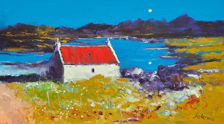 Summerlight over the Red roof Isle of Eriskay 18x32 - John Lowrie Morrison