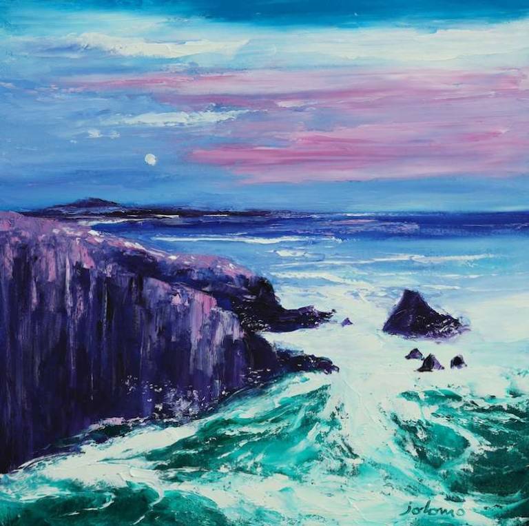 The cliffs near Mangersta Isle of Lewis 24x24 - John Lowrie Morrison