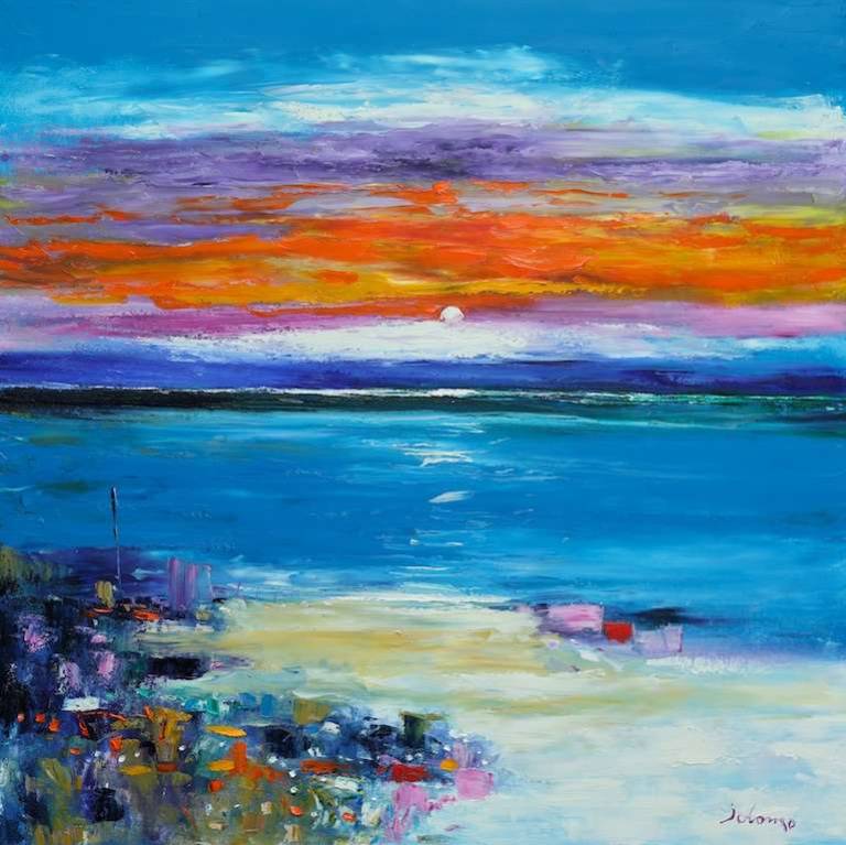 Looking to the Treshnish Isles from Ulva Isle 36x36 - John Lowrie Morrison