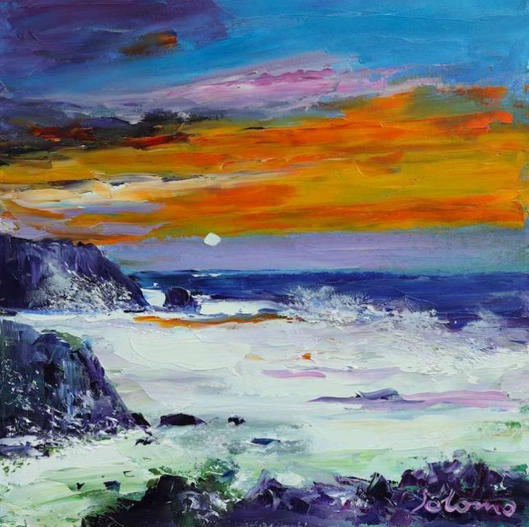 Sunset near the Mangersta Cliffs 16x16 - John Lowrie Morrison