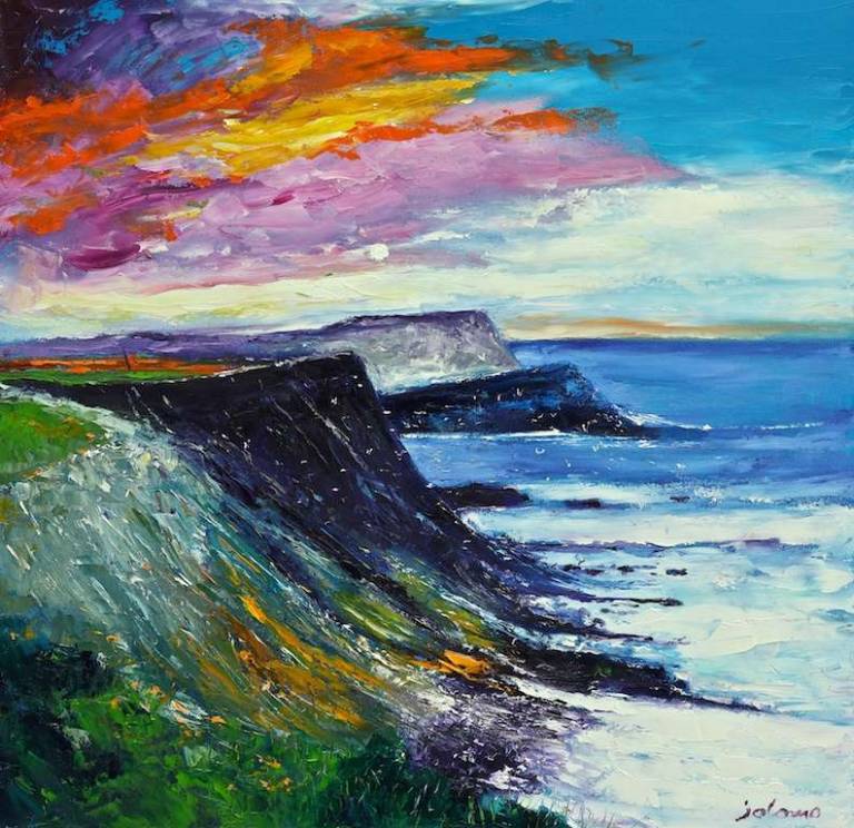 Cliffs of the Mull of OA Islay 24x24 - John Lowrie Morrison