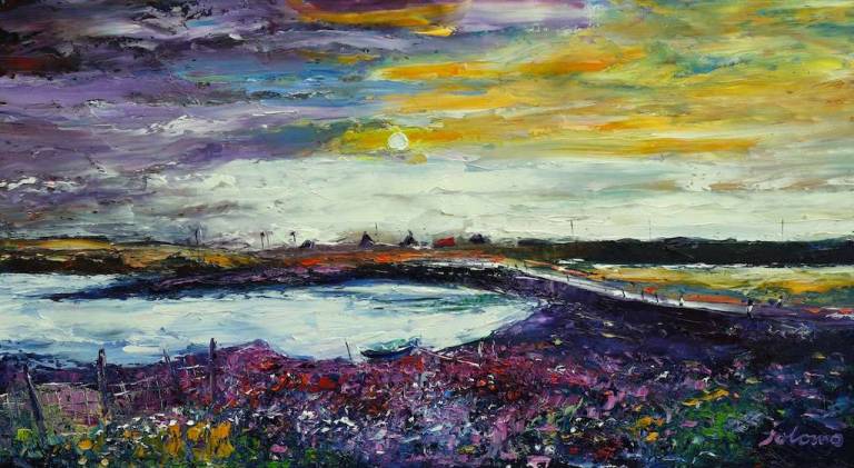 Heather field in Benbecula 16x30 - John Lowrie Morrison