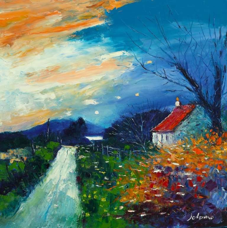 Croft house on the way to Keillmore 24x24 - John Lowrie Morrison