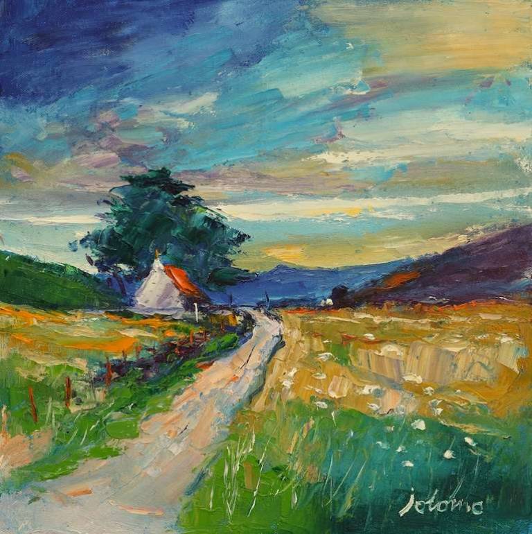 Summerlight The Keillmore Road Tayvallich 12x12 - John Lowrie Morrison