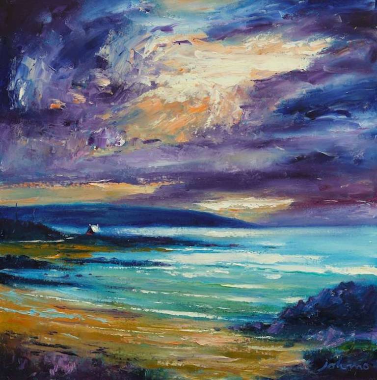 Storm over Westport morninglight Kintyre 24x24 - John Lowrie Morrison