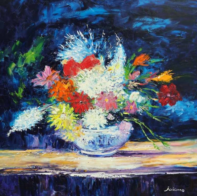 A big bowl of Beautiful flowers 40x40 - John Lowrie Morrison