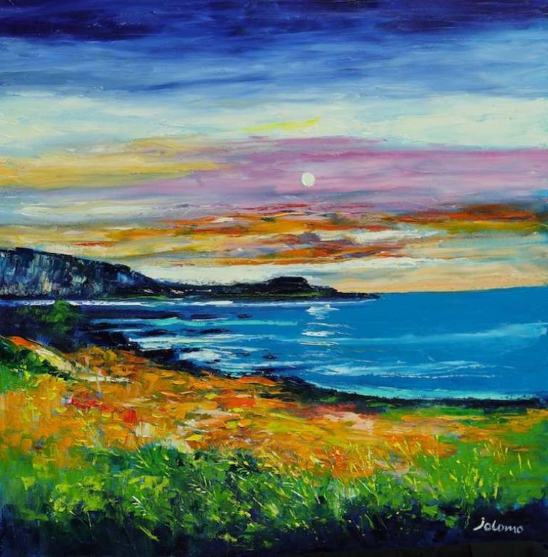 Sunset looking from Calgary toward Treshnish Mull 30x30 - John Lowrie Morrison