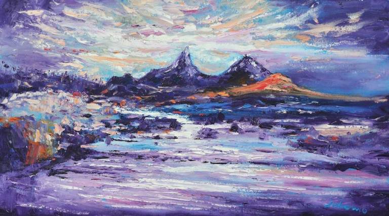 The mountains of Sgurr Nan Gillean Isle of Skye 18x32 - John Lowrie Morrison
