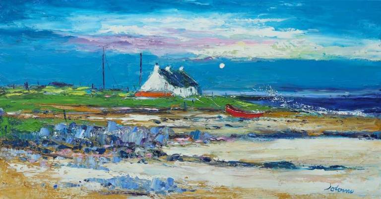 The red boat Isle of Tiree 16x30 - John Lowrie Morrison