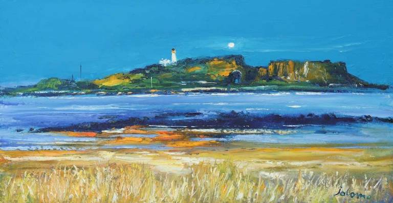Moonlight over Fidra Lighthouse North Berwick 16x30 - John Lowrie Morrison