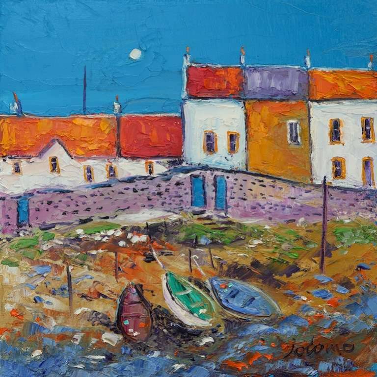 Beached boats Cellardyke 12x12 - John Lowrie Morrison