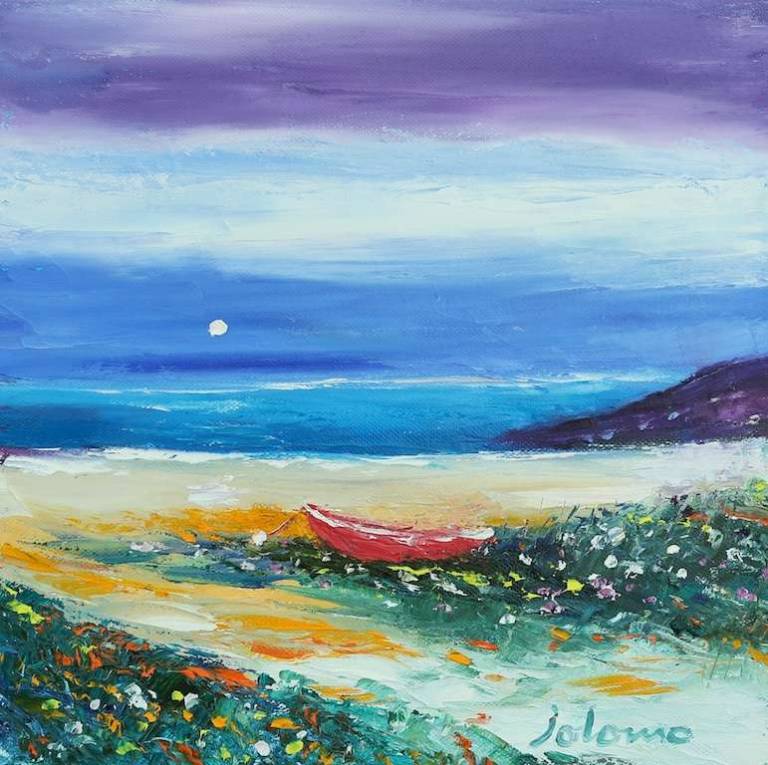 The red boat Benbecula 12x12 - John Lowrie Morrison
