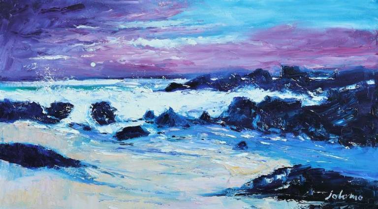 A rocky coast on Isle of Harris 18x32 - John Lowrie Morrison