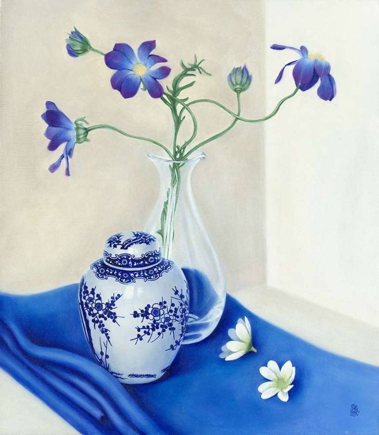 Porcelain, Vase & Flowers - Dawn Kay
