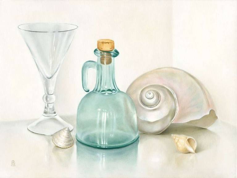 Green Jug, Glass & Shells - Dawn Kay