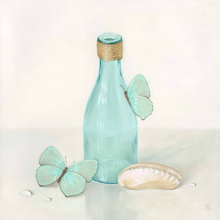 Green Bottle & Butterflies - Dawn Kay