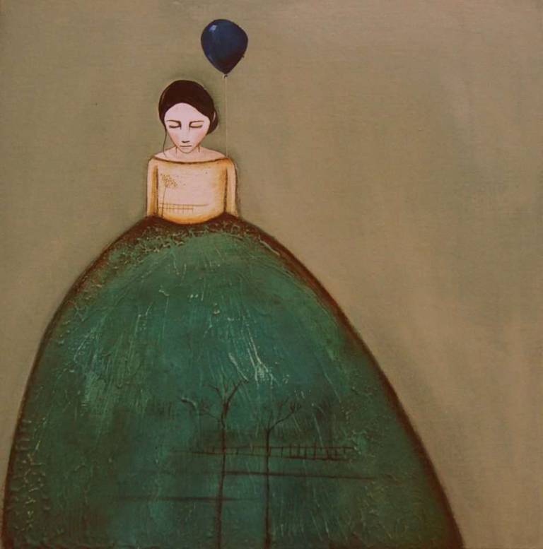 The Girl With Blue Balloon (SOLD) - Jackie Henderson 