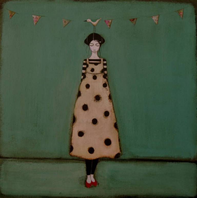 Doris With Bird & Bunting (SOLD) - Jackie Henderson 