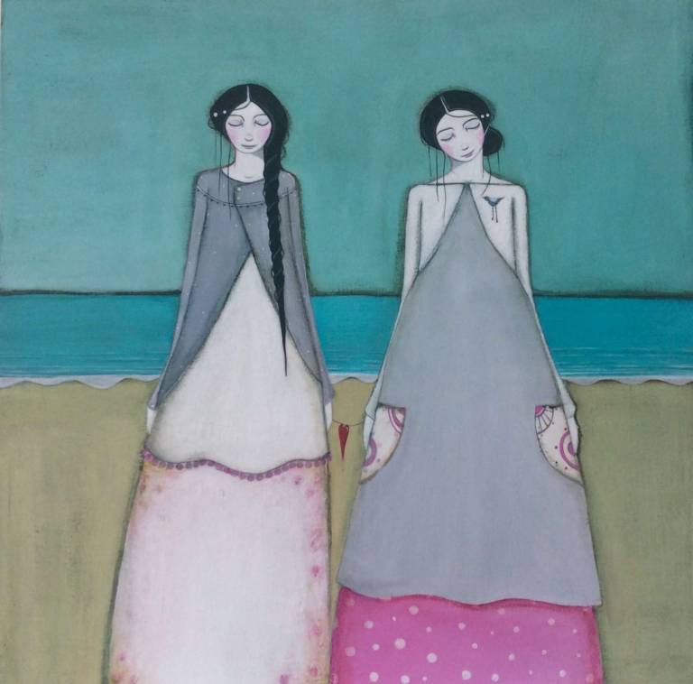 Two Girls On North Berwick Beach (SOLD) - Jackie Henderson 