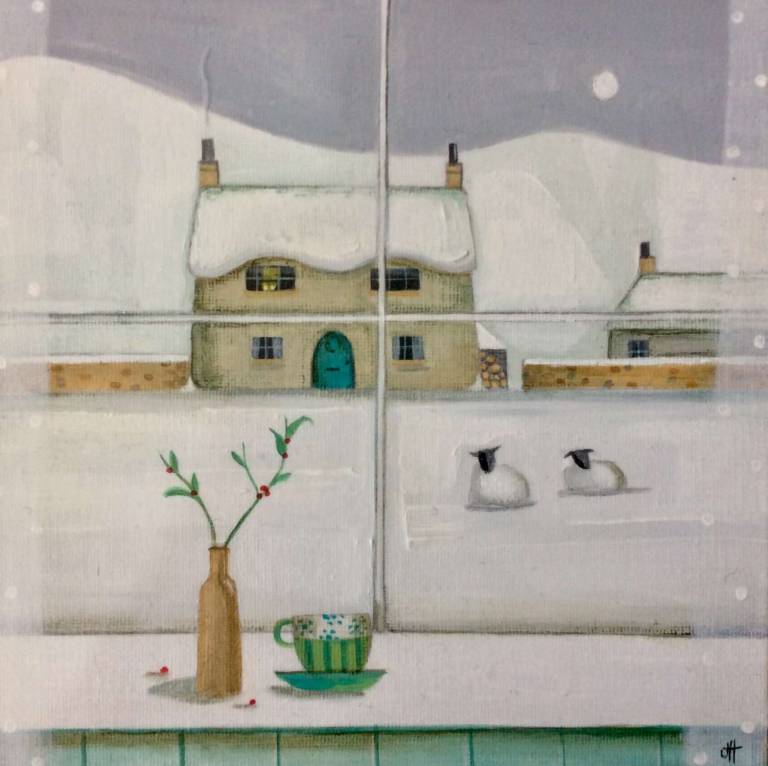 Winter Cottage With Two Sheep - Jackie Henderson 