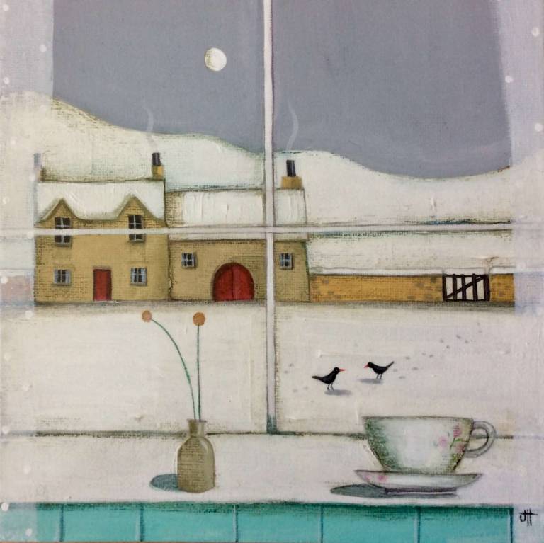 Winter Cottage With Two Hungry Birds - Jackie Henderson 