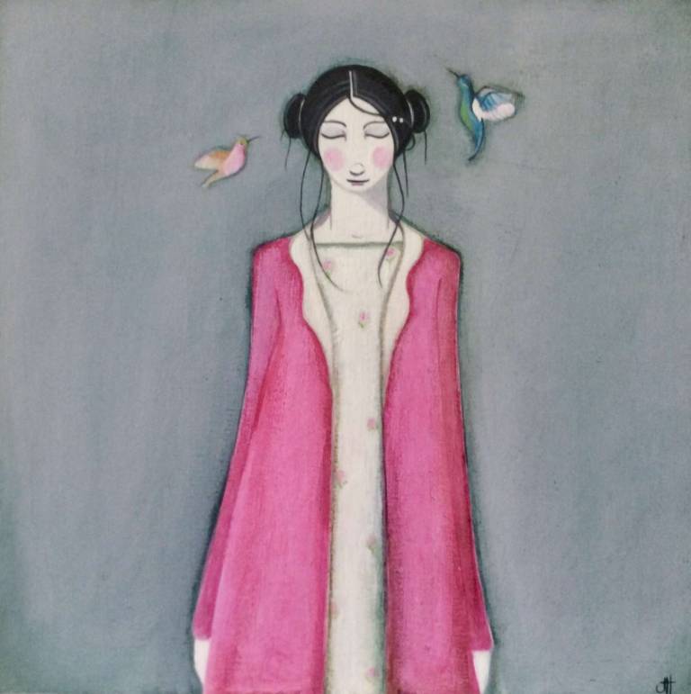 The Girl With Two Birds (SOLD) - Jackie Henderson 