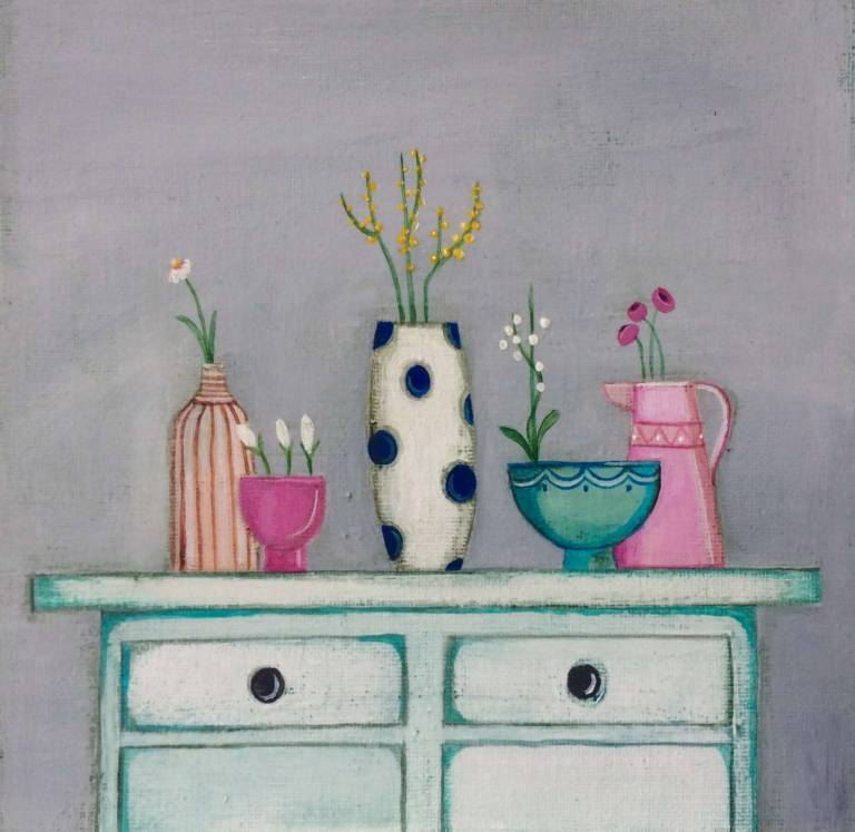 Scenes From A Cottage Kitchen (with polkadot vase) - Jackie Henderson 