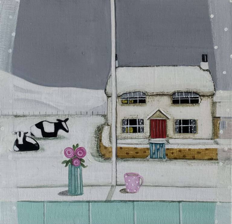 View From A Cottage Window (two cows) - Jackie Henderson 
