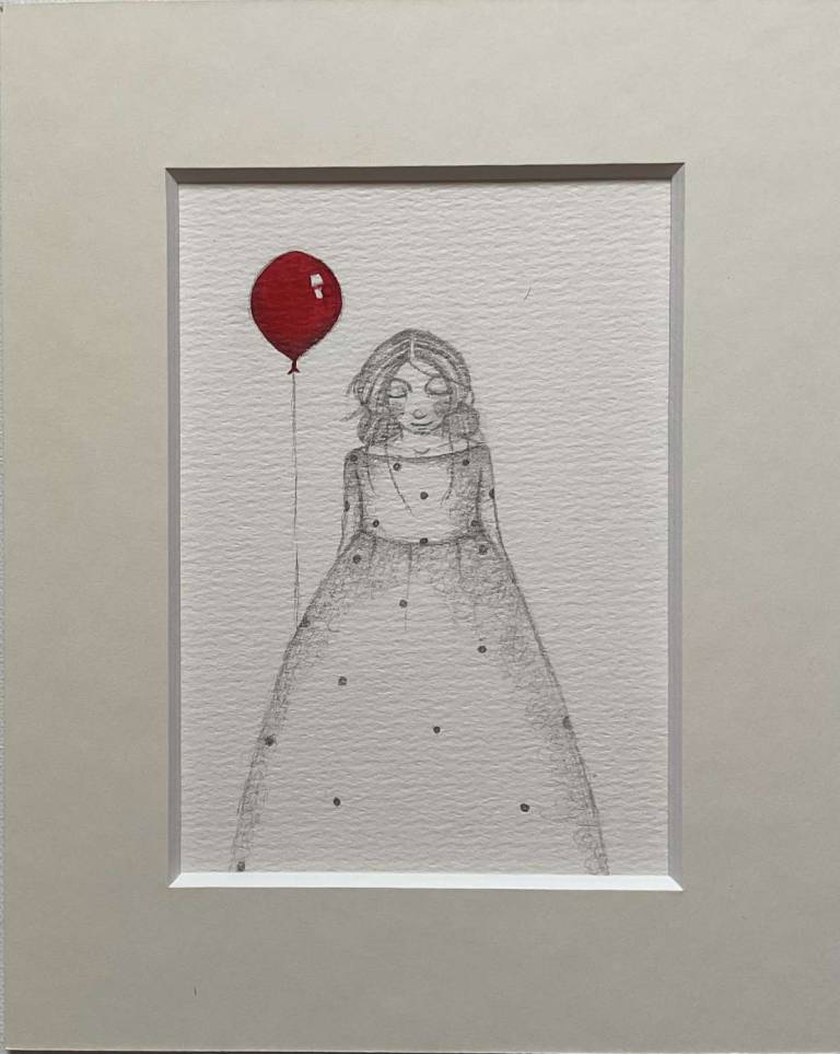 The Girl With The Red Balloon (in a mount) - Jackie Henderson 