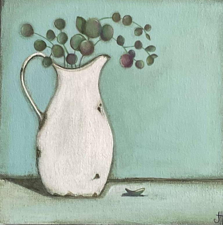 A Small Still Life (Enamel Jug & Eucalyptus) - Jackie Henderson