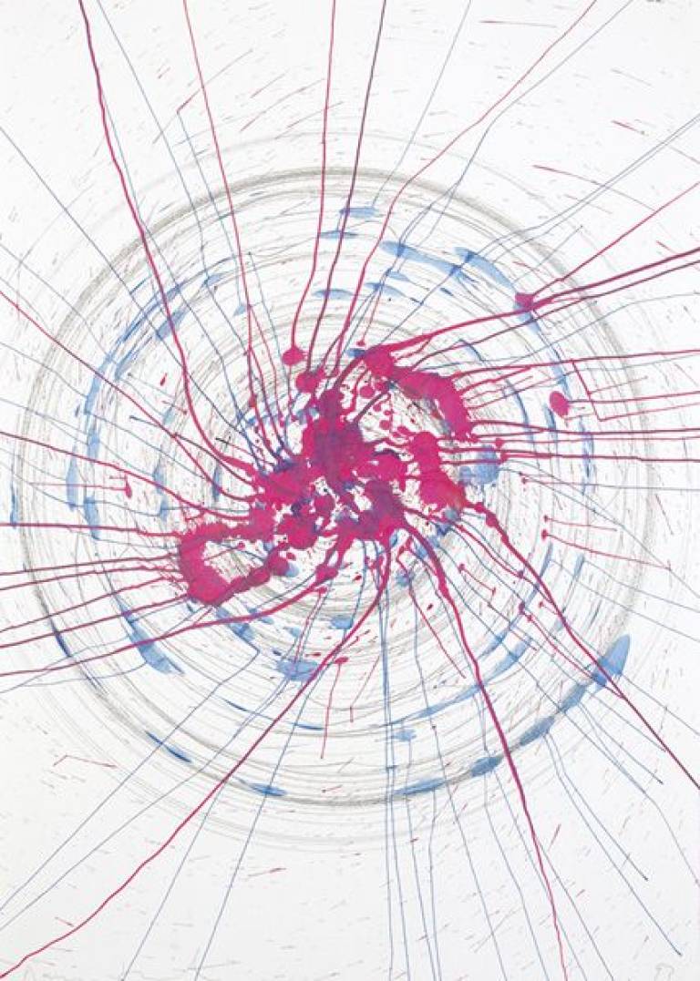 Beautiful exploding spinning spiral drawing - Damien Hirst