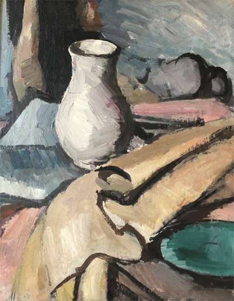 Still Life with White Vase and Scroll - Samuel J. Peploe