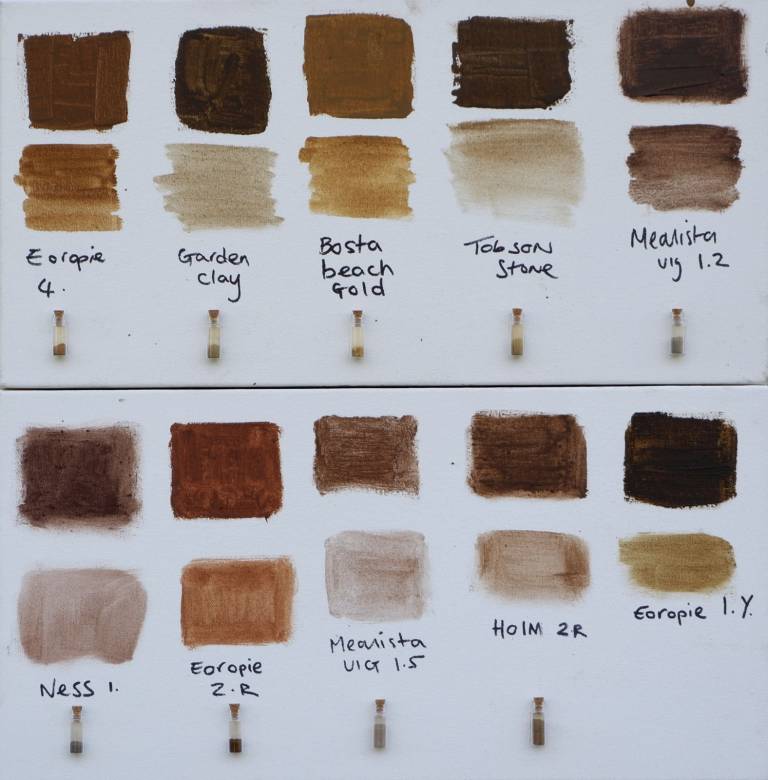 Isle of Lewis colour chart - foraged earth pigment and oil - Rebecca Styles