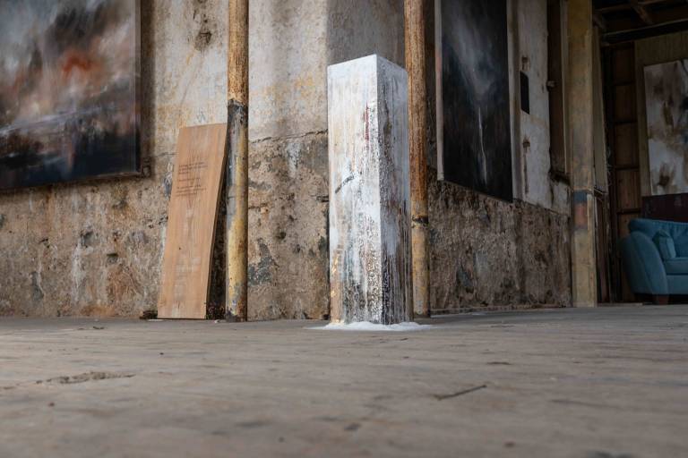 Salt rock , 90cm x 25cm x 25cm pigment acrylic binder and marble dust on canvas - Rebecca Styles