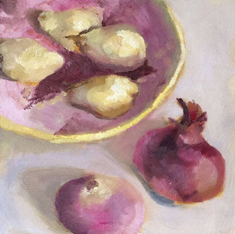 Pears in a Pink Basket - Sue Arnold