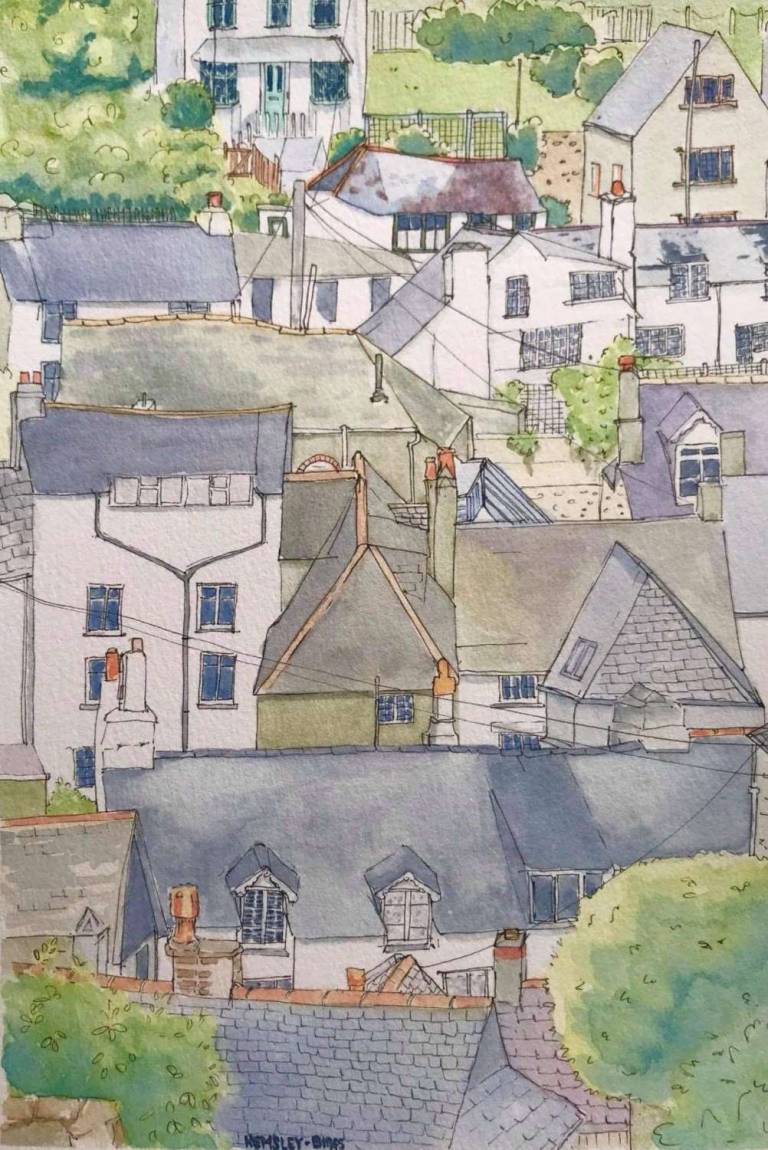 Polperro Rooftops - Karen Hemsley-Biggs