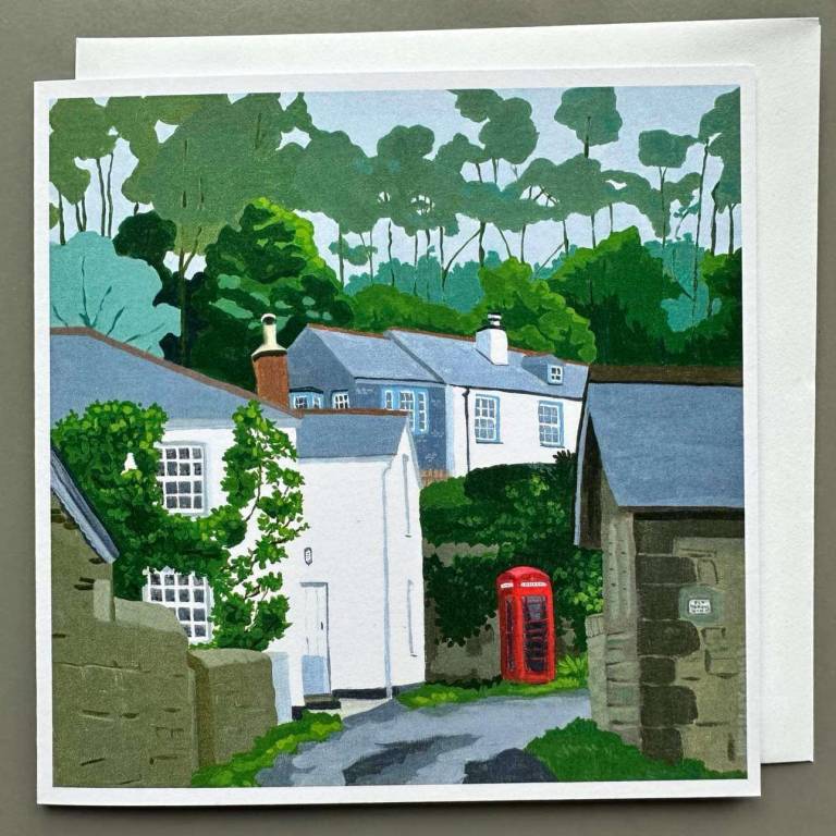 Durgan phone box Greetings card - Karen Hemsley-Biggs