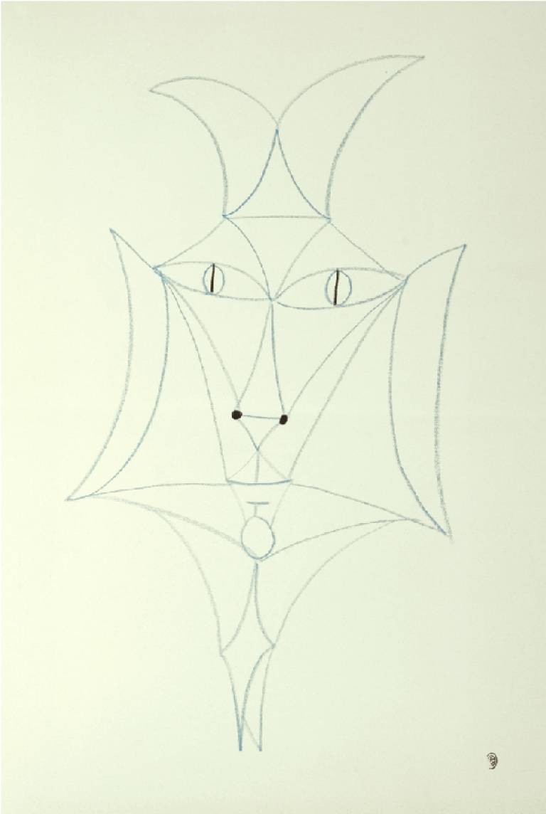 Visage Fantaisiste en Bleu.  c.1958-60 - Jean Cocteau