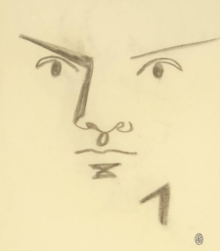 Visage d'Homme de Face. c.1958-60. - Jean Cocteau